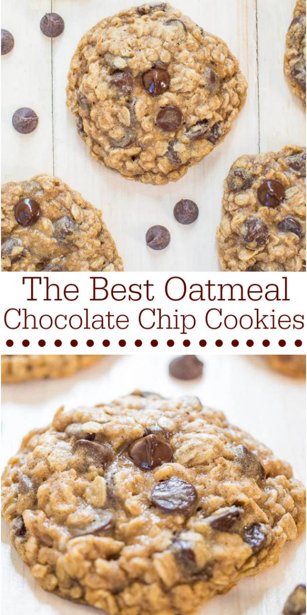 The Best Oatmeal Chocolate Chip Cookies - Soft, chewy, loaded with chocolate, and they turn out perfectly every time! Totally irresistible!!