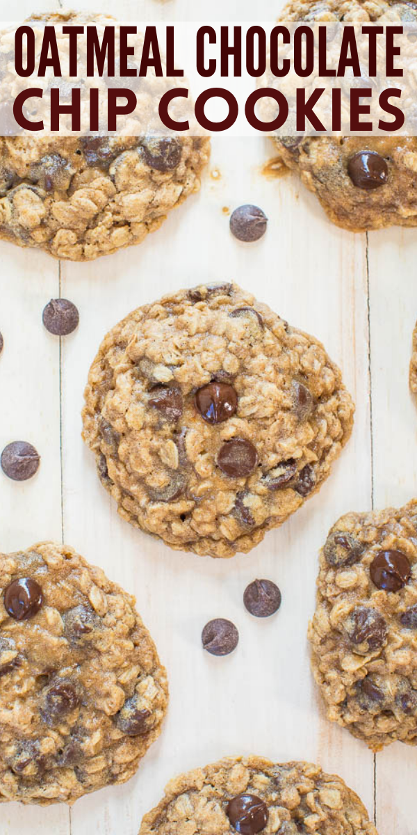 The Best Oatmeal Chocolate Chip Cookies – Soft, chewy, loaded with chocolate, and they turn out perfectly every time! Totally irresistible!!
