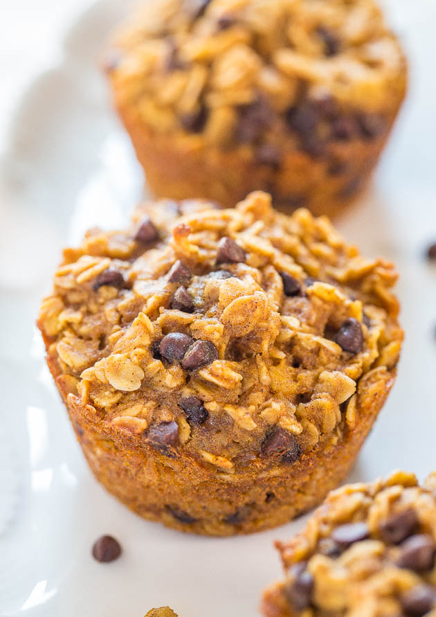 Oatmeal To-Go Pumpkin Chocolate Chip Muffins