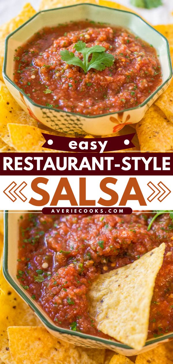Restaurant-Style Salsa — This easy salsa recipe is a blessing and a curse. Because chips and salsa. The more you have, the more you want. But lucky you, this salsa recipe will teach you how to make salsa at home in just a few minutes in the blender, so you'll never run out!