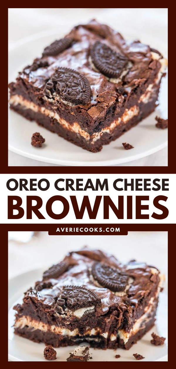 Oreo Cream Cheese Brownies — These cream cheese brownies are ultra fudgy, not at all cakey, ridiculously rich, boldly chocolaty, and the Oreo pieces add incredible texture.