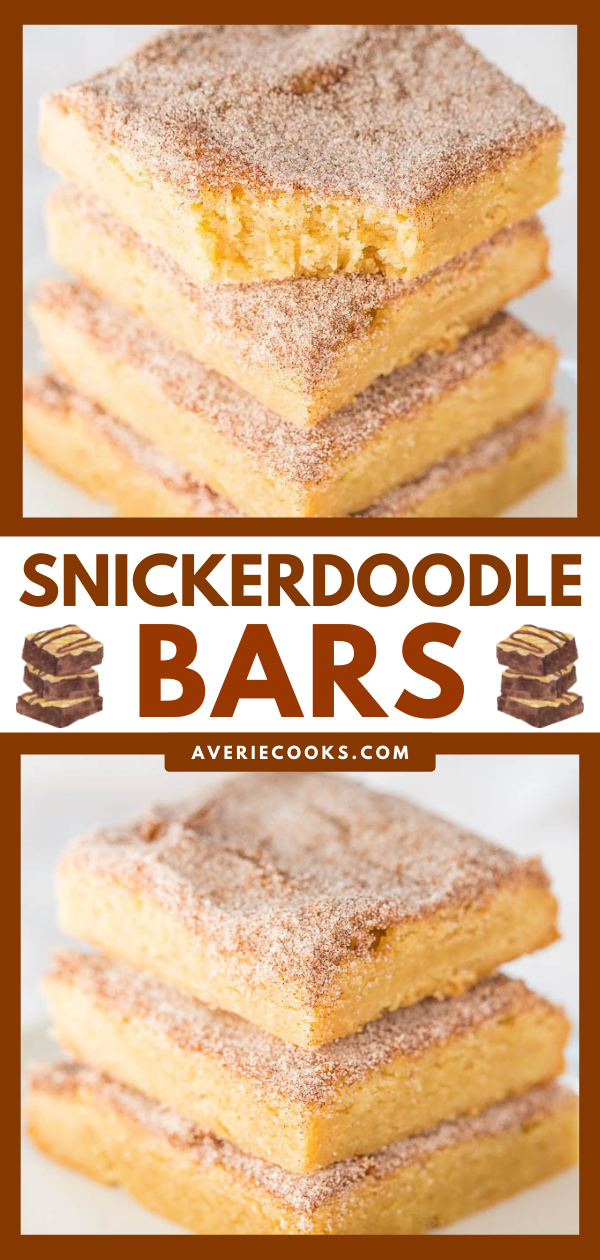 The Best Snickerdoodle Bars - They taste just like snickerdoodle cookies in fast and easy bar form! Soft, chewy, buttery...So irresistible!!