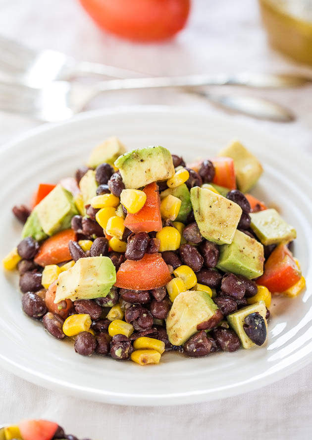 Avocado, Black Bean and Corn Salad with Lime-Cumin Vinaigrette - Everything tastes better with avocado!! Easy, healthy and tons of flavor!