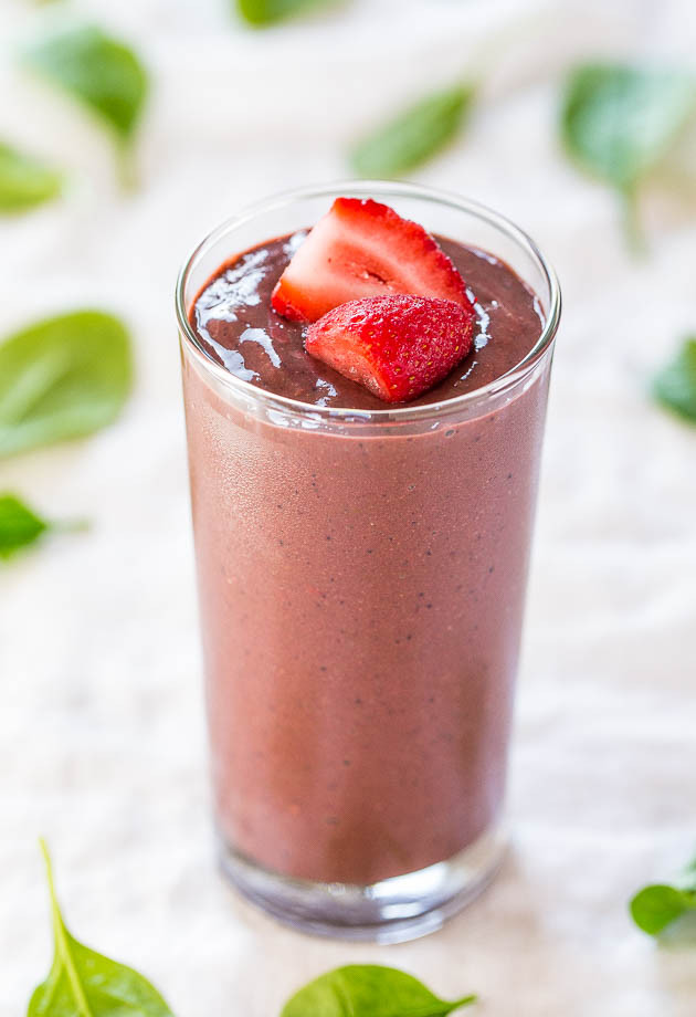 Berry Greens Vanilla Smoothie - Healthy, easy, and tastes amazing!! You'd never guess it's packed with greens and so good FOR you!!