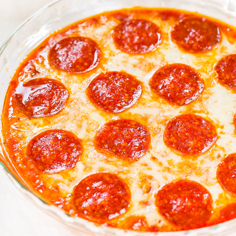 A freshly baked pepperoni pizza with melted cheese.