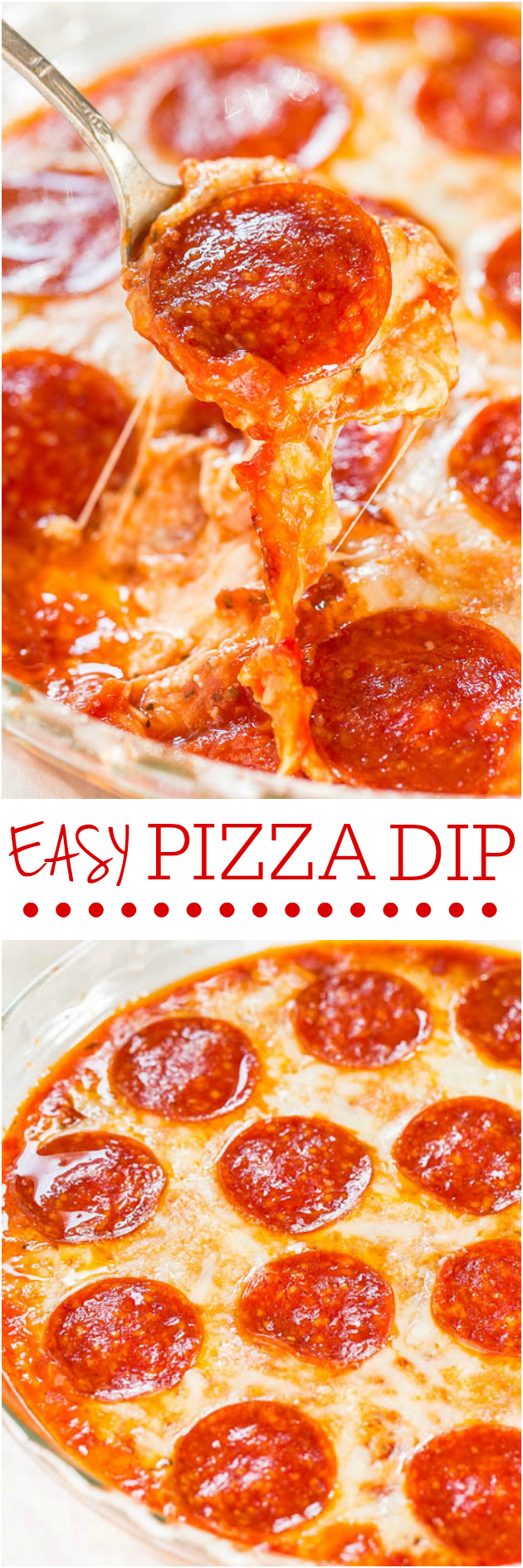 Easy Pizza Dip - Cheese lovers and pizza fans will love this fast and easy dip!! Perfect party food that's a guaranteed hit! That CHEESE!!