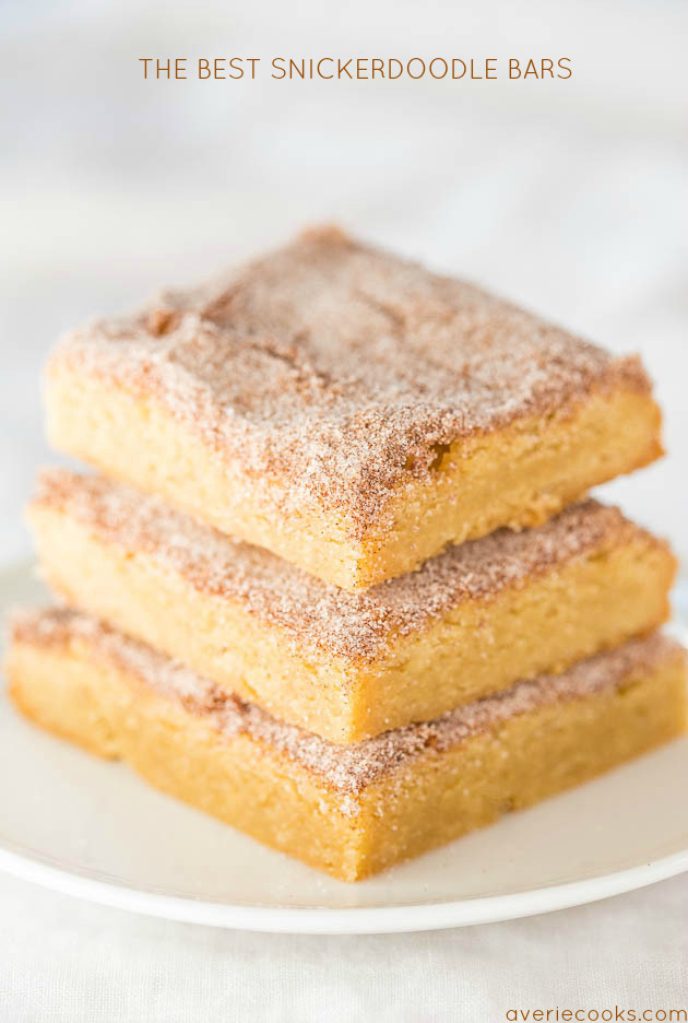 The Best Snickerdoodle Bars - They taste just like snickerdoodle cookies in fast and easy bar form! Soft, chewy, buttery...So irresistible!!