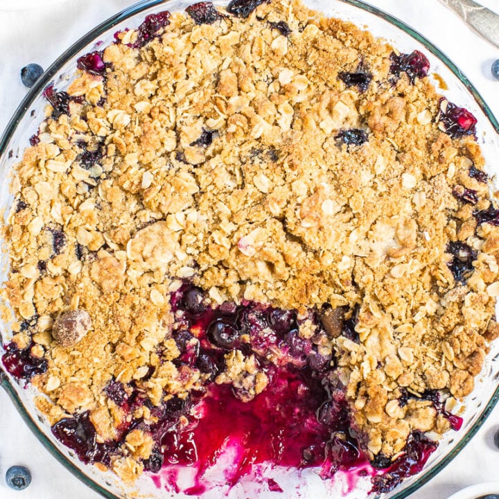 Blueberry Crisp with Oats (Fresh or Frozen Blueberries!) - Averie Cooks