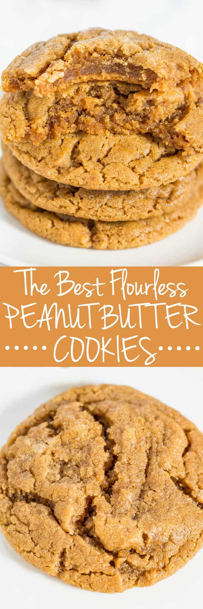 The Best Flourless Peanut Butter Cookies - Soft, chewy and they'll be your new fave PB cookies!! One bowl, no mixer, no butter, naturally gluten-free! Love it when something so easy tastes so amazing!!