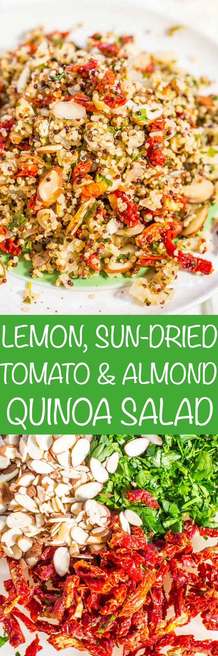 Zesty Quinoa Salad — Fast, easy, and fresh! Bright flavors and loads of texture! This clean-eating salad keeps you full and satisfied! Healthy never tasted so good!! (No mayo and great for outdoor events or lunch boxes!)