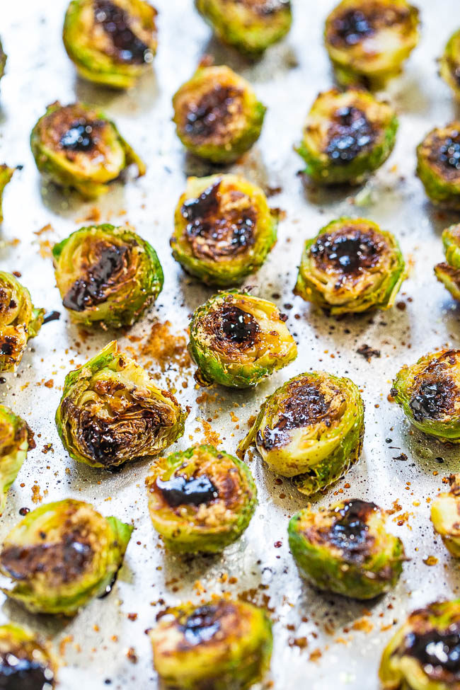 Balsamic Roasted Brussels Sprouts - Think you don't like brussels sprouts? The balsamic glaze on these will change your mind!! BEST brussels sprouts ever!! Fast, easy, and accidentally healthy!
