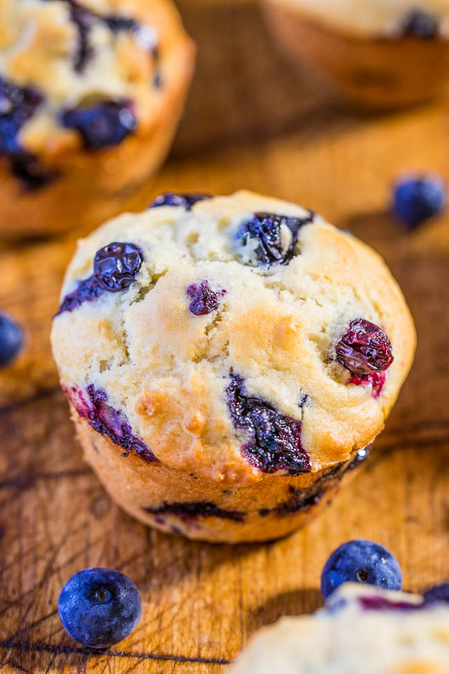 Healthy Blueberry Muffins — These skinny blueberry muffins are made with Greek yogurt instead of butter, and there's only a little vegetable oil and sugar in these. Don't worry, these don't taste healthy at all! 