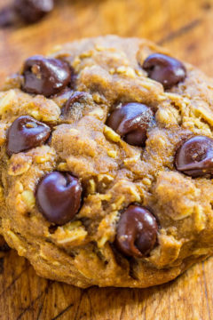 Soft and Chewy Pumpkin Oatmeal Chocolate Chip Cookies