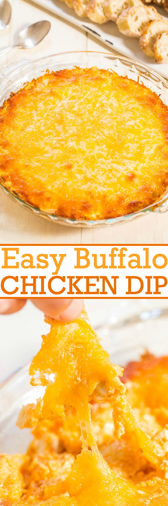 Easy Buffalo Chicken Dip - Cheese, cream cheese, and chicken combined in a fast and easy dip!! Total comfort food that'll be devoured at any party!! Great for game day parties!
