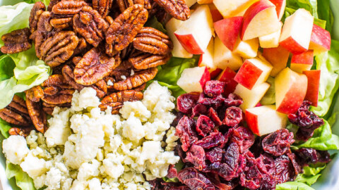 cranberry blue cheese salad dressing Blue Cheese Chopped Salad with Craisins and Candied Pecans