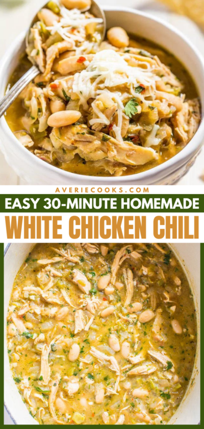 EASY White Chicken Chili Recipe (30 Minutes!) - Averie Cooks