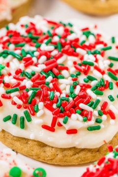 Soft Frosted Holiday Sprinkles Cookies