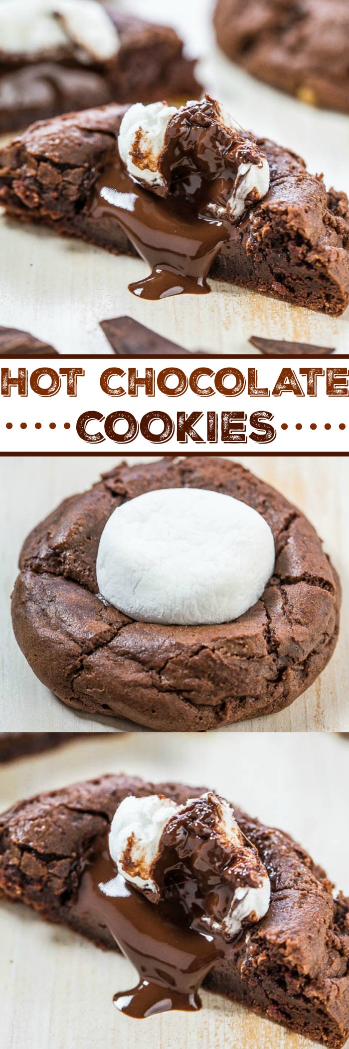 Hot Chocolate Cookies - Rich chocolate cookies topped with a hunk of melted dark chocolate and toasted marshmallows!! Best 'hot chocolate' you'll ever have!!