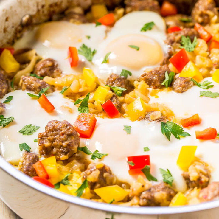 Easy Eggs, Sausage, and Hash Browns Skillet