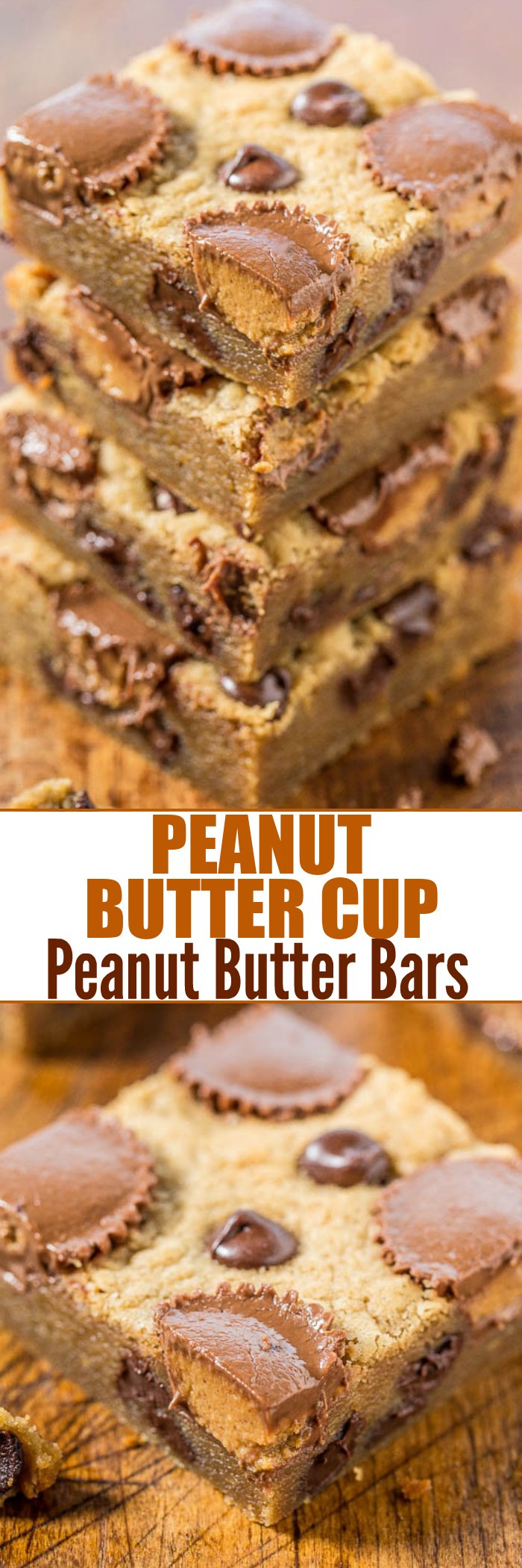 Reese's Peanut Butter Bars — Loaded with peanut butter, peanut butter cups and chocolate!! Soft, gooey and totally irresistible! Everything's better with peanut butter cups!!
