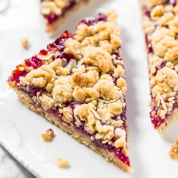 Raspberry Bars with Oatmeal Crumble Topping