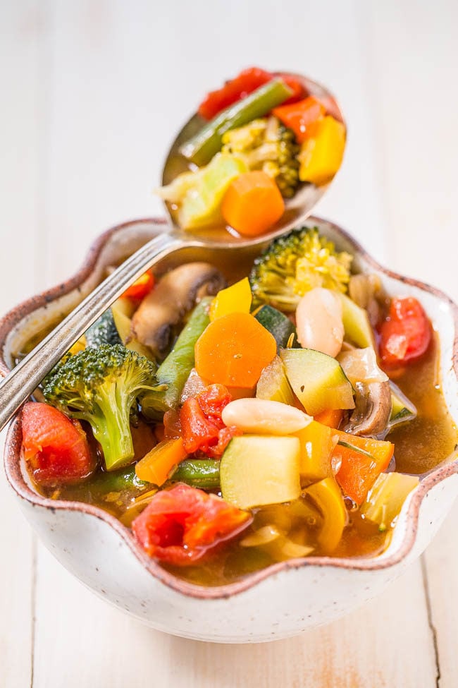Weight Loss Vegetable Soup - Trying to shed some pounds or get healthier? Try this easy, flavorful soup that's ready in 30 minutes and loaded with veggies!! Very filling and hearty! Zero WW Smart Points!!