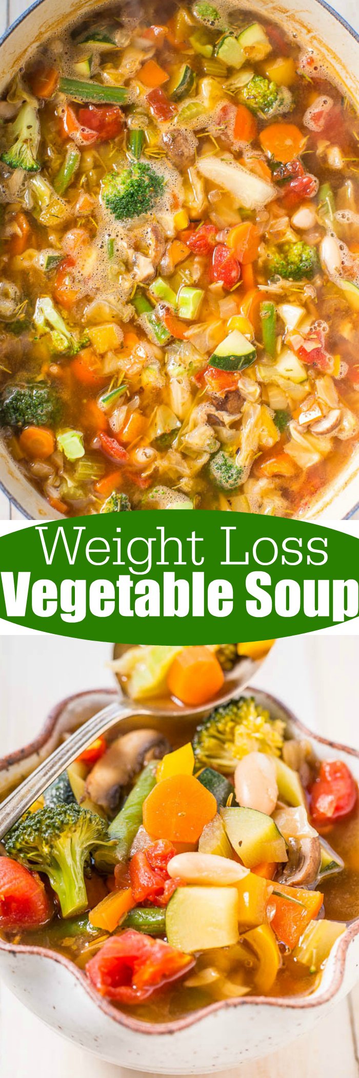 Weight Loss Vegetable Soup - Trying to shed some pounds or get healthier? Try this easy, flavorful soup that's ready in 30 minutes and loaded with veggies!! Very filling and hearty! Zero WW Smart Points!!