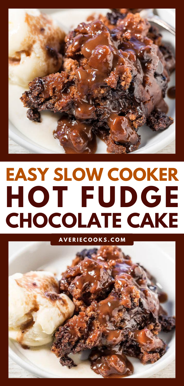 Crockpot Lava Cake — This is an easy, no-mixer cake that’s super soft, gooey, moist, rich, and fudgy. As the cake cooks, it creates its own hot fudge sauce! For the full experience, serve with ice cream or whipped cream.