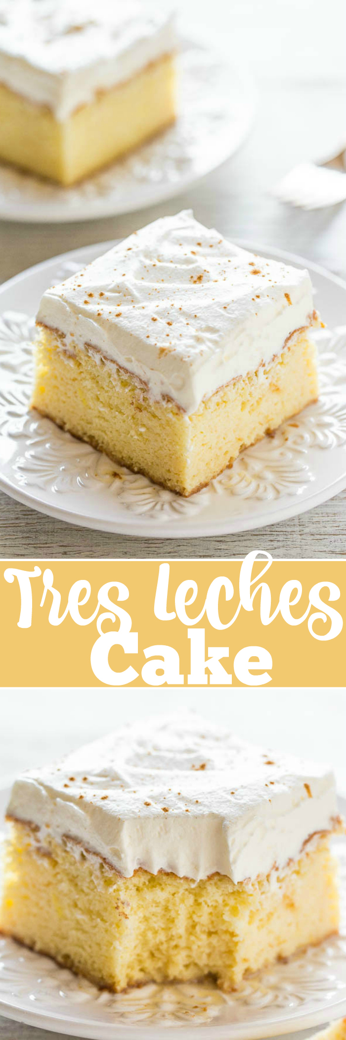 The Best Tres Leches Cake - Soft, tender, and soaked with three milks! It just melts in your mouth and it's the BEST tres leches cake ever!! You need to try this AMAZING cake!!