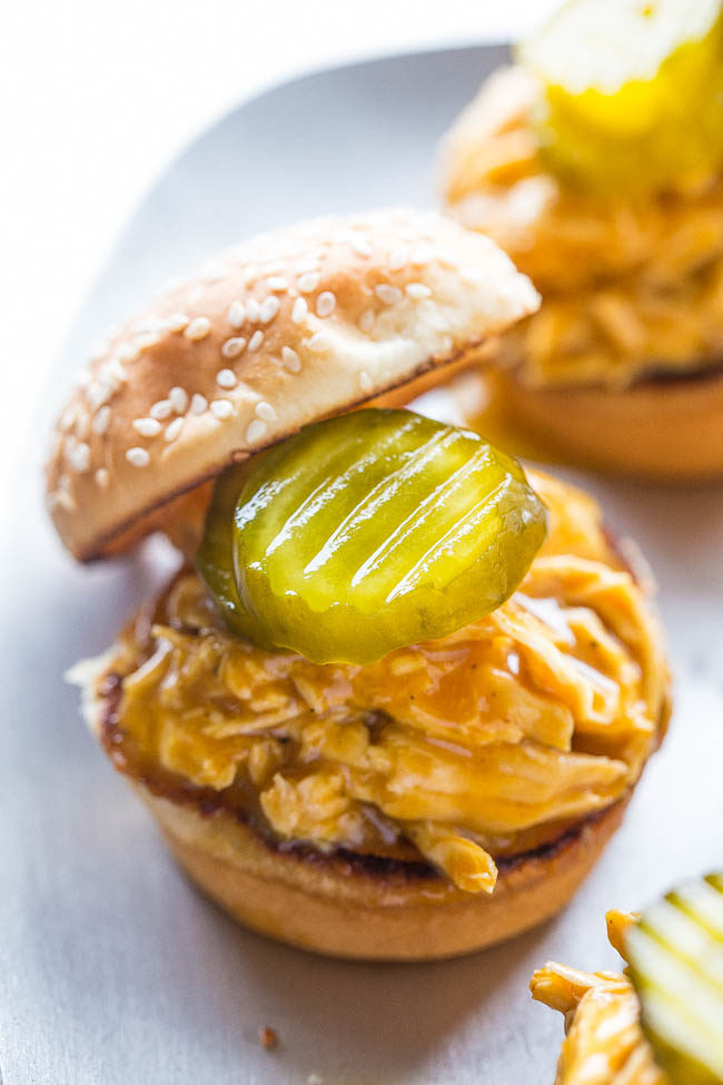 Beer and Bourbon Barbecue Chicken Sliders 