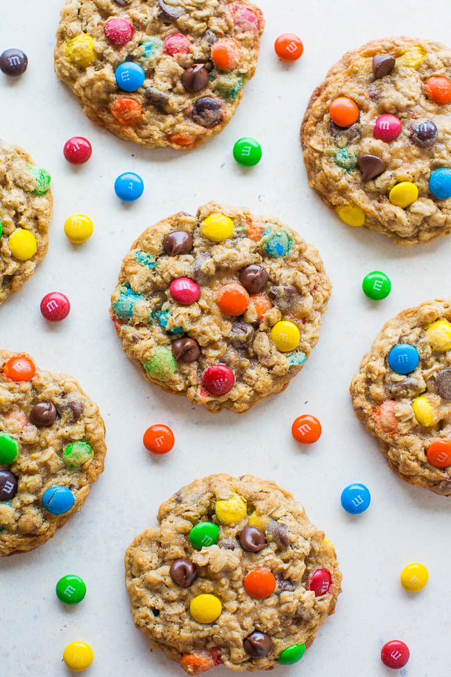 The Best Oatmeal M&M Chocolate Chip Cookies - Soft, chewy, and LOADED with M&Ms and chocolate chips in every bite!! Make them today! The cookies are SO GOOD they got me a marriage proposal!!