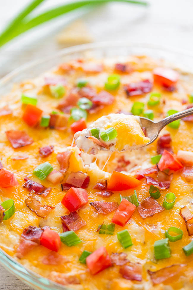 close up of spoonful of BLT Dip