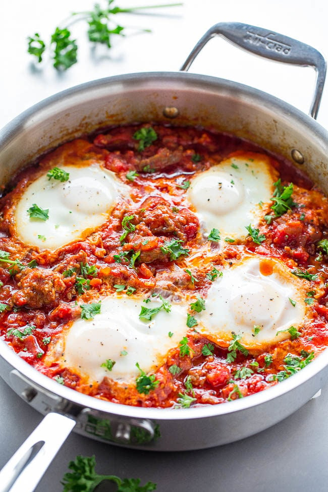 Eggs In Hell with Italian Sausage - Ground Sausage Recipes