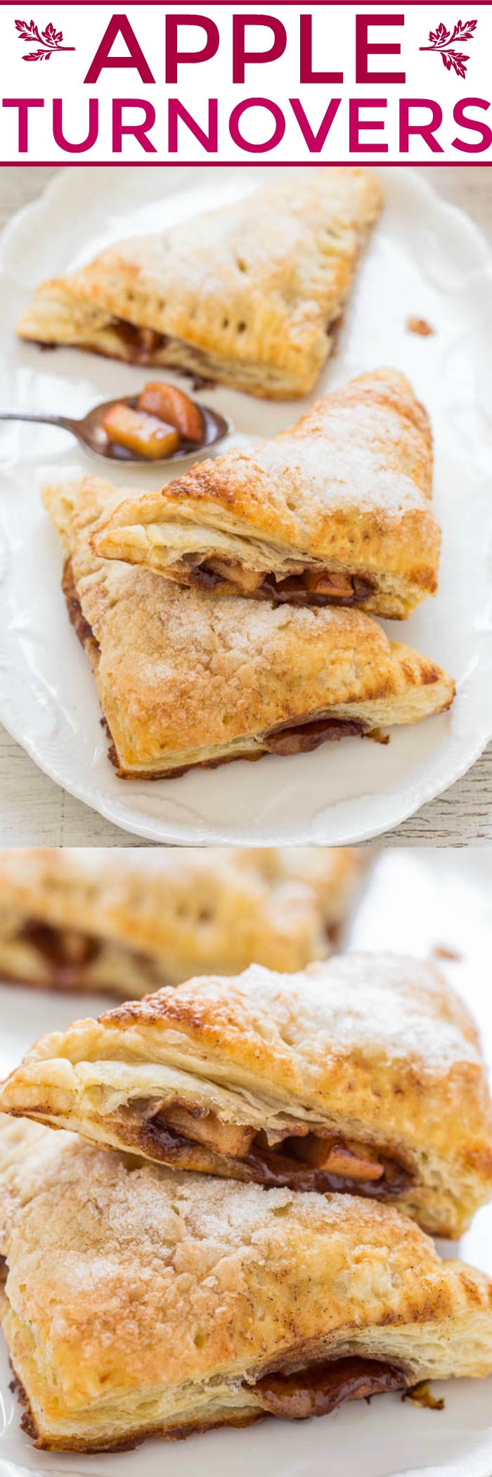 Apple Turnovers - EASY turnovers that taste like they're from a BAKERY!! Tender, flaky, and buttery with a CARAMEL apple filling!! 