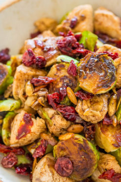 Balsamic Chicken, Brussels Sprouts, Cranberries and Pumpkin Seeds