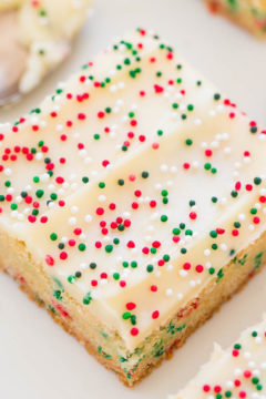 Holiday Sugar Cookie Bars with Cream Cheese Frosting