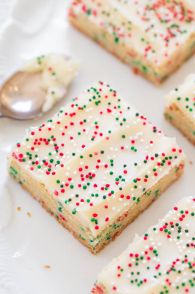 Holiday Sugar Cookie Bars with Cream Cheese Frosting