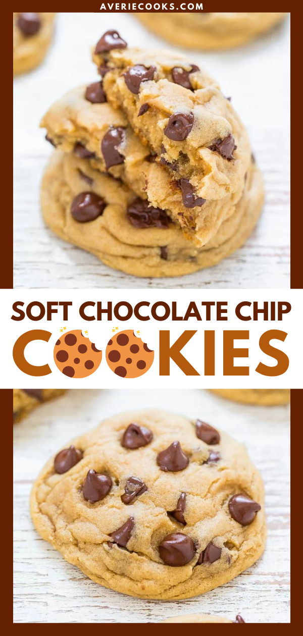 Soft Chocolate Chip Cookies — These soft and chewy chocolate chip cookies are studded with chocolate chips and are the perfect texture. My secret ingredient? Cornstarch! It produces the most incredible cookies, trust me! 