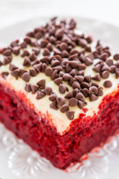 Red Velvet Poke Cake with Cream Cheese Frosting