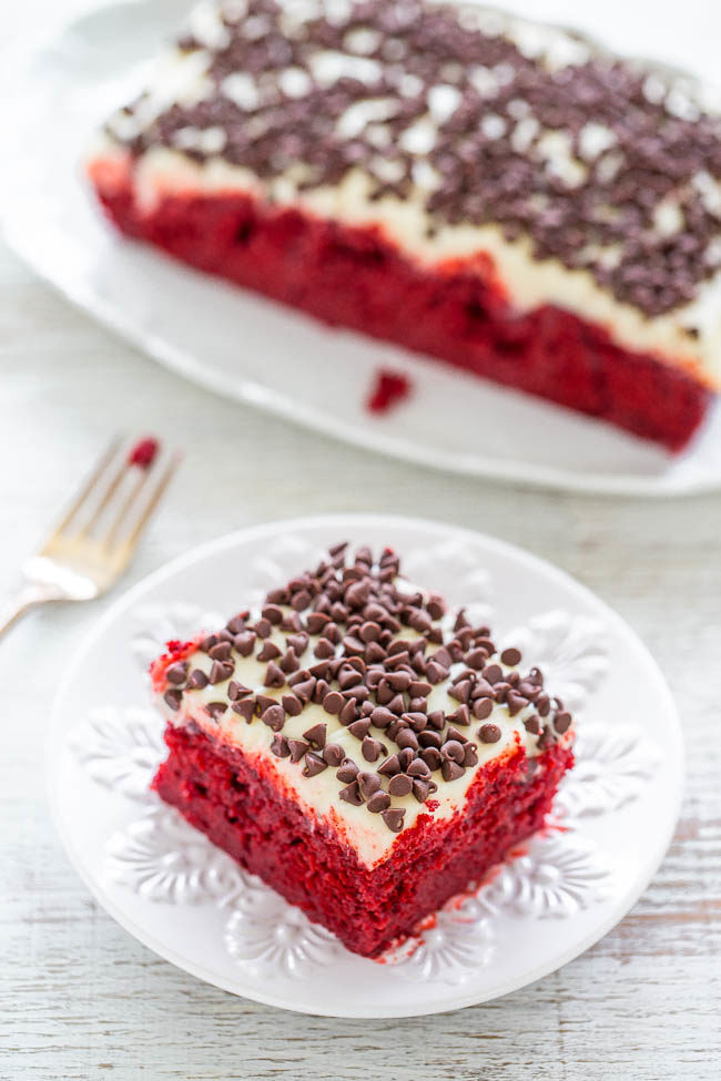 Red Velvet Poke Cake with Cream Cheese Frosting