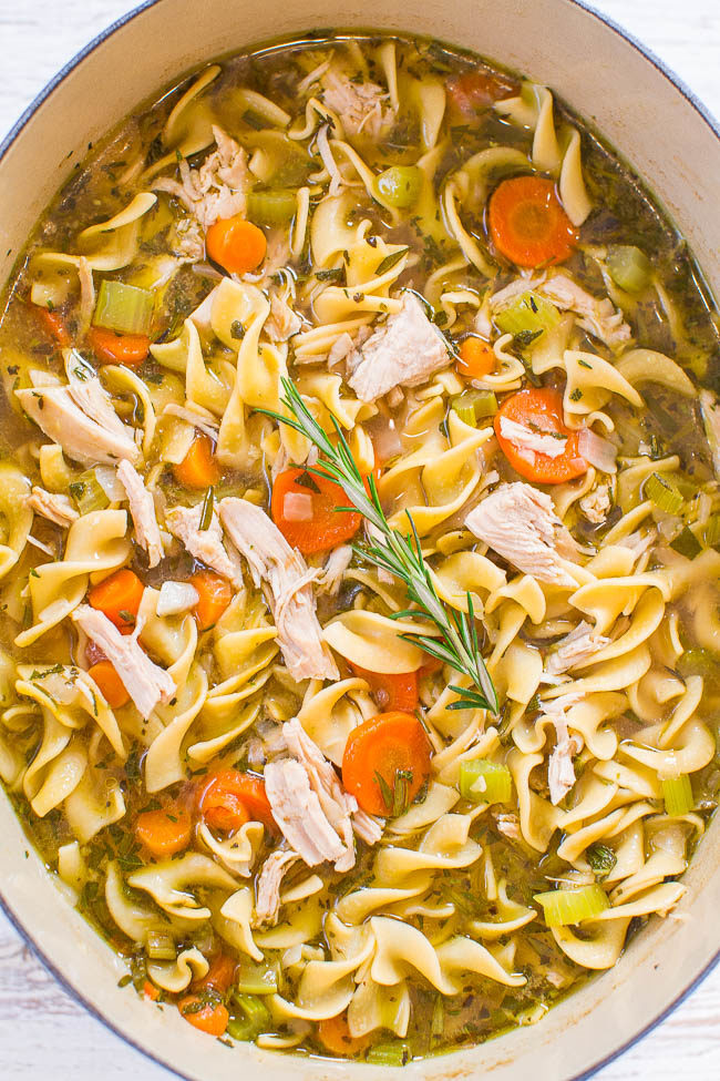 Easy 30-Minute Turkey Noodle Soup - Have leftover Thanksgiving turkey? MAKE THIS!! It's fast, easy, hearty, loaded with flavor, and tastes like grandma's homemade chicken noodle soup, but with turkey!! 