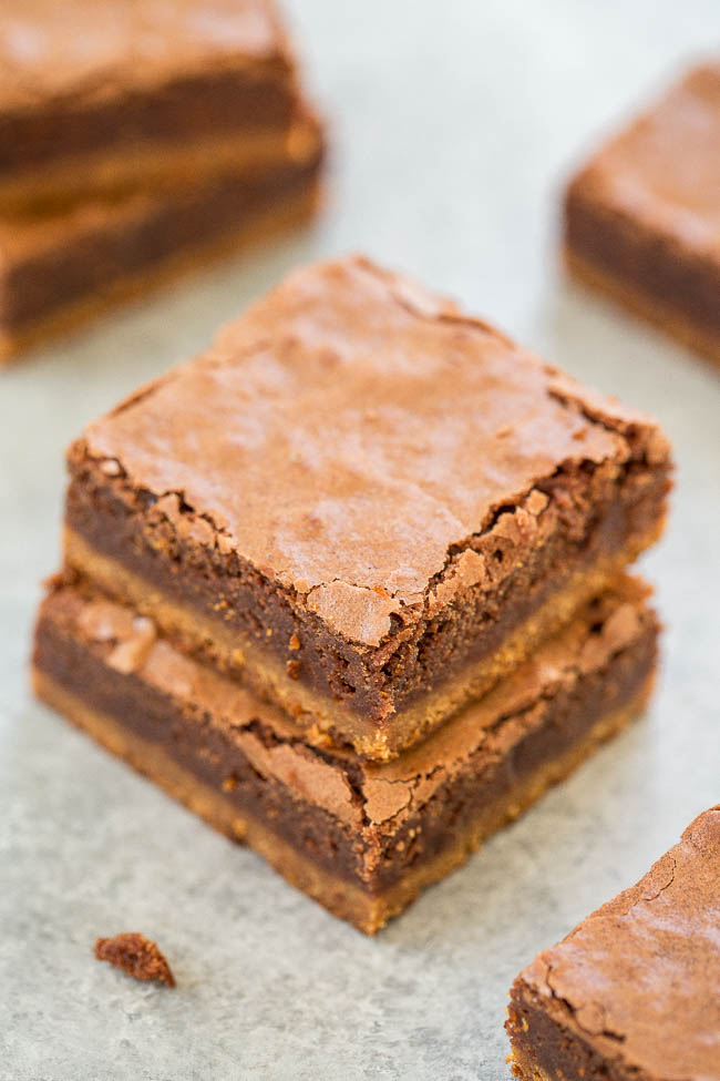 stack of two Peanut Butter Brookies 