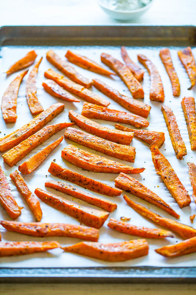 Curry Coconut Oil Sweet Potato Fries with Cucumber Dill Dip - A fast and flavorful twist on sweet potatoes!! The warming notes of the curry are perfectly offset by the cooling dip! Comfort food that's HEALTHY and EASY!!