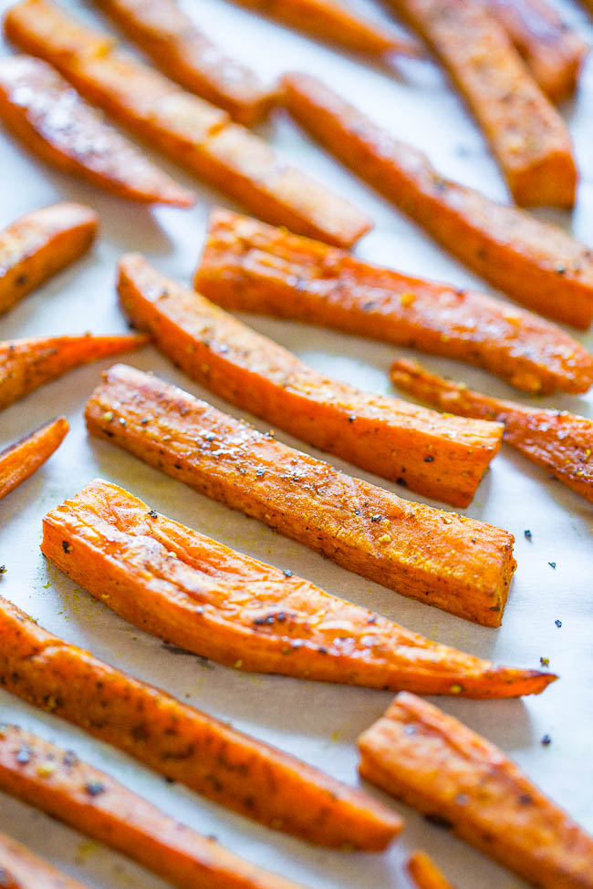 Spicy Sweet Potato Fries with Cucumber Dill Dip — A fast and flavorful twist on sweet potato fries!! The warming notes of the curry are perfectly offset by the cooling dip! Comfort food that's HEALTHY and EASY!!