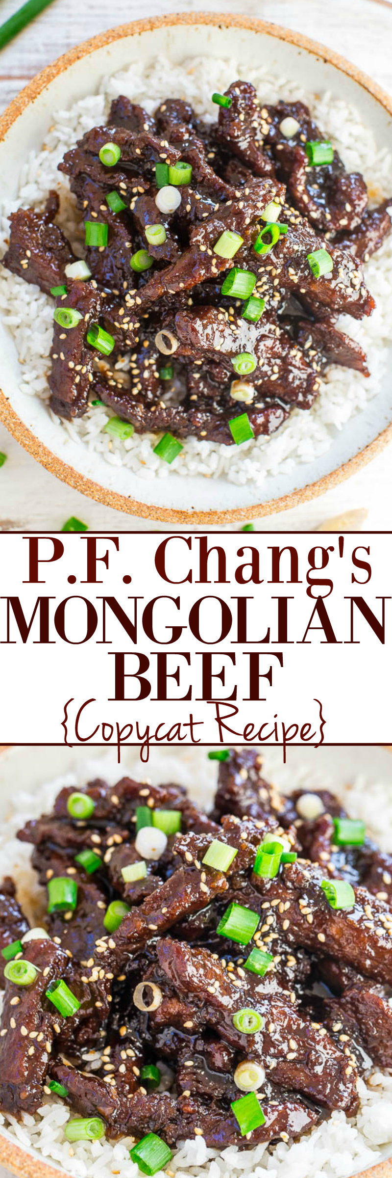 P.F. Chang's Mongolian Beef (Copycat Recipe) - Make the restaurant favorite AT HOME in 20 minutes!! EASY and it has so much FLAVOR! Tastes even BETTER than the restaurant version!!