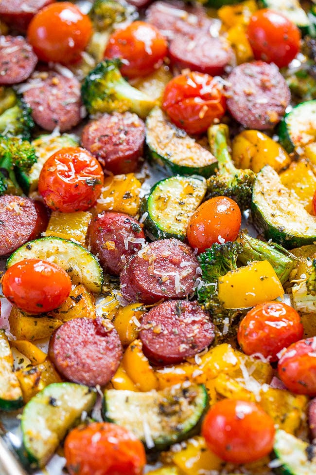 Sheet Pan Sausage and Vegetables - Averie Cooks