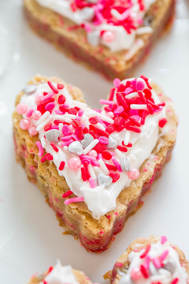 Frosted Heart Cookies — These heart cookies are soft, chewy, dense, made in one bowl, and you don’t have to roll them out. The easiest Valentine's Day sugar cookies ever!