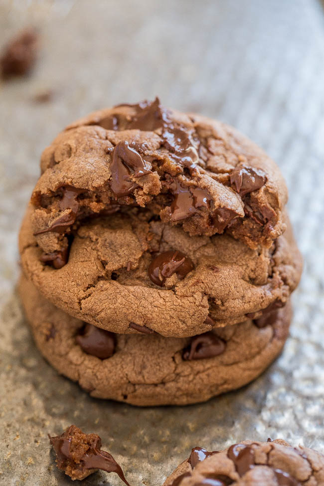 a stack of three chocolate Nutella cookies