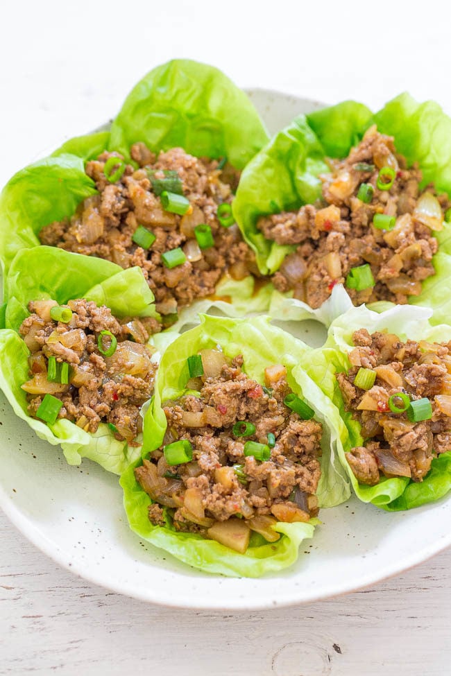 P.F. Chang's Chicken Lettuce Wraps Copycat Recipe - Skip the restaurant version and make at home in 20 minutes!! EASY, healthier because you're controlling the ingredients, and they TASTE WAY BETTER!!