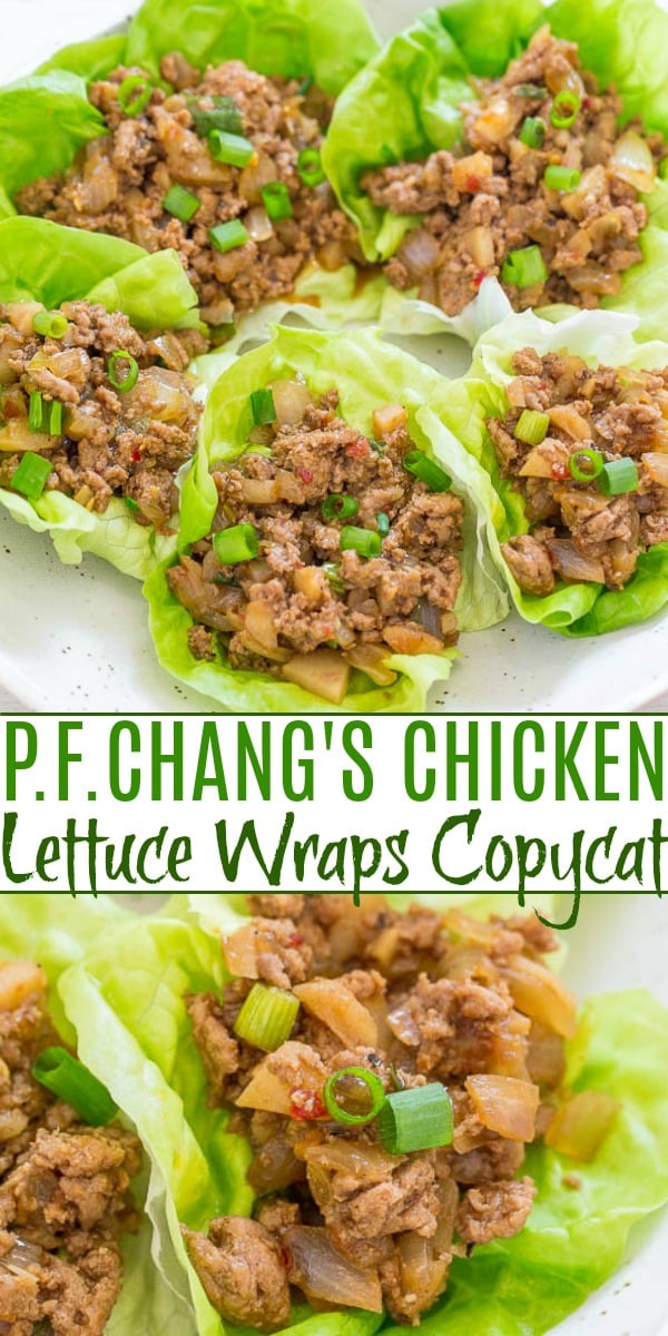 P.F. Chang's Chicken Lettuce Wraps {Copycat Recipe} — Skip the restaurant version and make lettuce wraps at home in 20 minutes!! EASY, healthier because you're controlling the ingredients, and they TASTE WAY BETTER!!